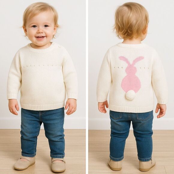 Stella McCartney Baby Bunny Cotton Wool Sweater, 18m - Picture 1 of 14